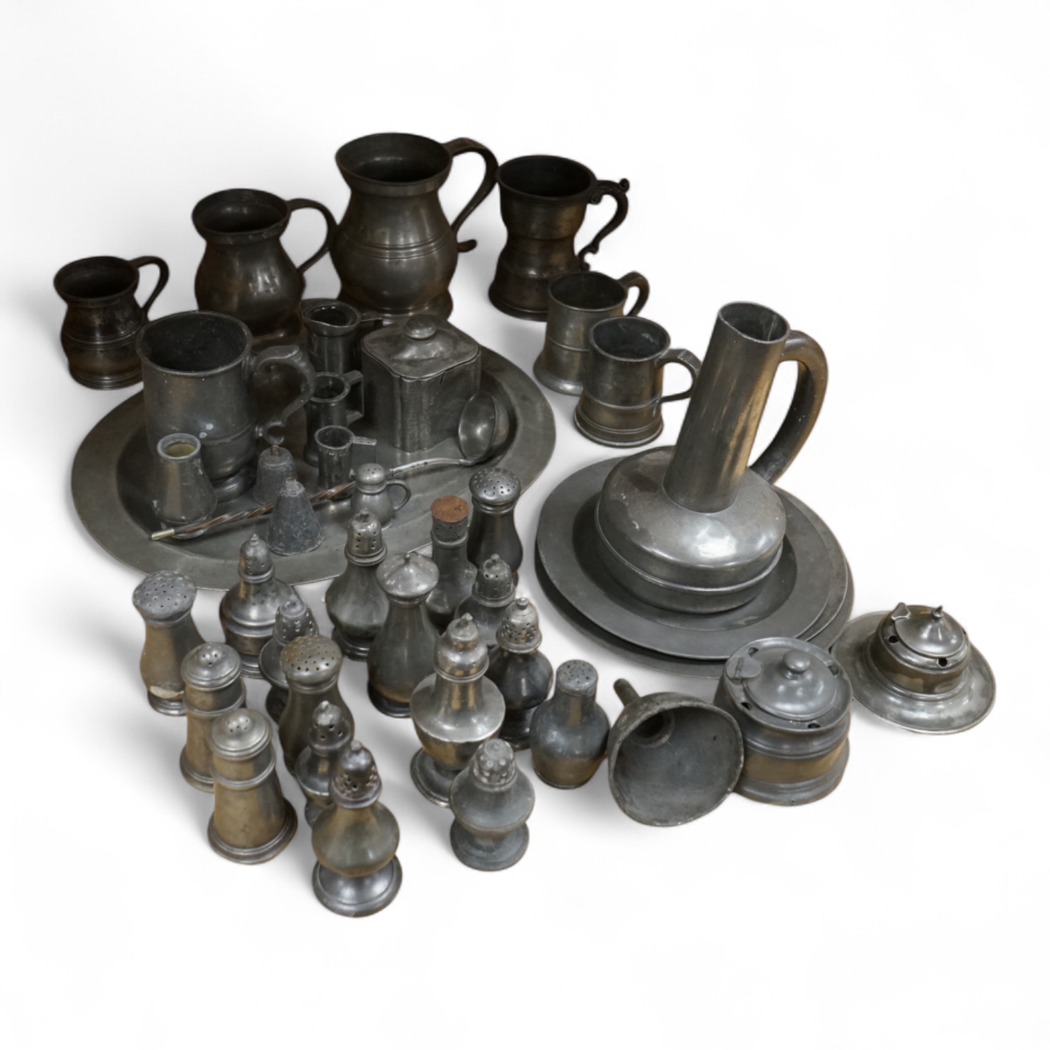 A collection of 18th century and later pewter